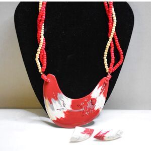Morning Star Creations Post Earrings & Crescent Shaped Pendant 19" Necklace Set